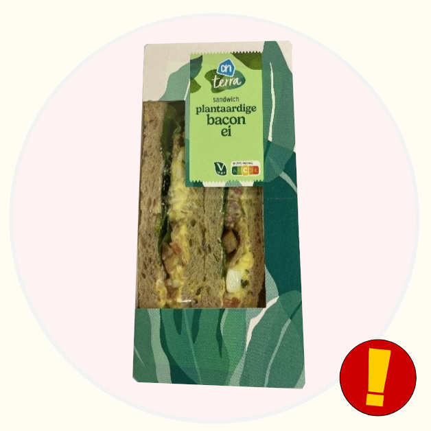 Allergenenwaarschuwing Albert Heijn AH Terra Sandwich plantaardige bacon ei