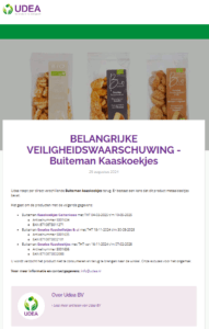 Melding terugroepactie Buiteman kaaskoekjes